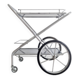 Rolling trolley - chrome and glass shelves