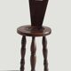 Folk Art Chestnut Wood Tripod Chair, Charles Dudouyt Style, France, 1930s
