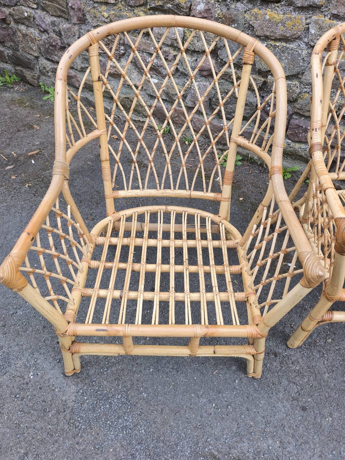 Pair of vintage rattan armchairs