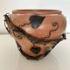 Decorative pot holder in wrought iron and wood