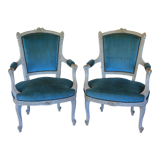 Patinated Louis XV style armchairs (pair or individual)