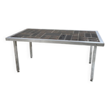 Table basse chrome et carrelage années 50