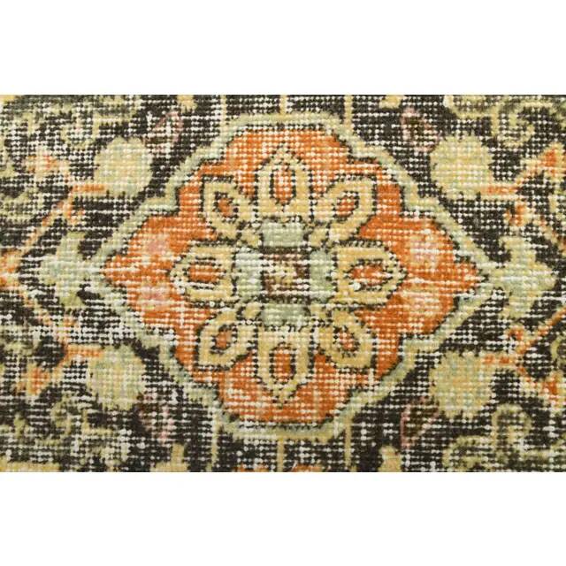 1970s Turkish Oushak Handmade Wool Cotton Yellow Runner 96x385
