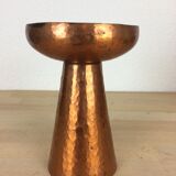 Modernist Scandinavian candle holder in hammered copper