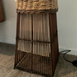 Vintage rattan and raffia floor lamp