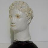 Ancient bust in Roman Greco patinated plaster.