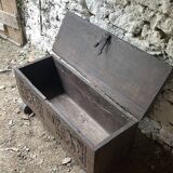 Coffre banc bois breton style gothique