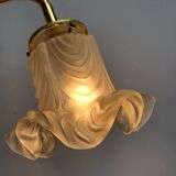 Gold bent applique vintage glass tulip