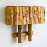 Lampe murale en rotin et bambou de style moderne du milieu du siècle