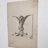 Old academic drawing ornament classical architecture late 19th century