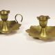 Pair of brass "flower" candlesticks
