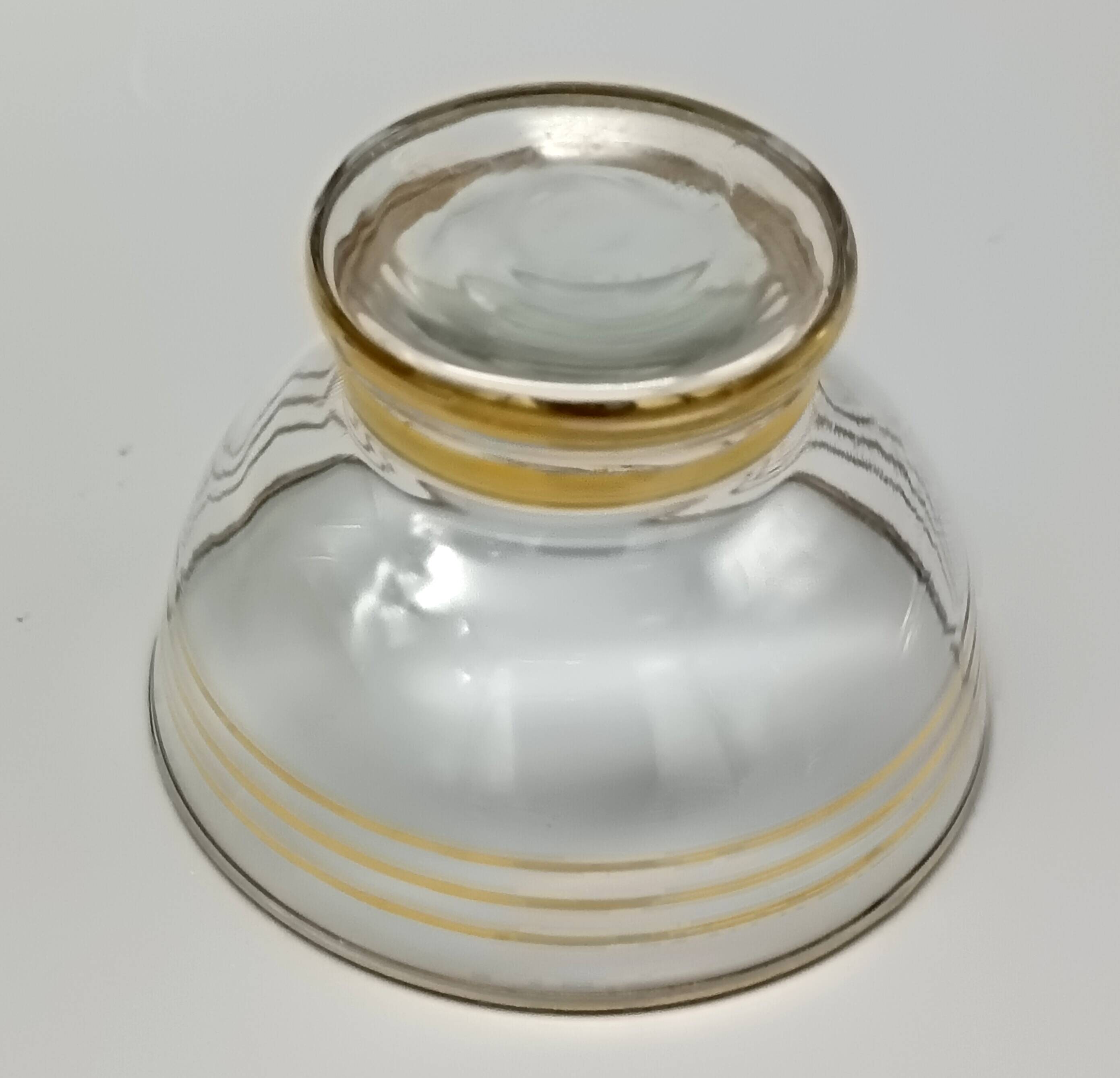 6 champagne coupes, vintage dessert cups from the 50s with gold trim