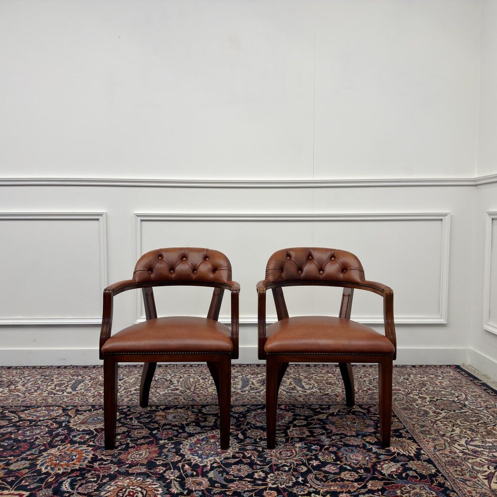 Set of Classic English Chesterfield Desk Chairs