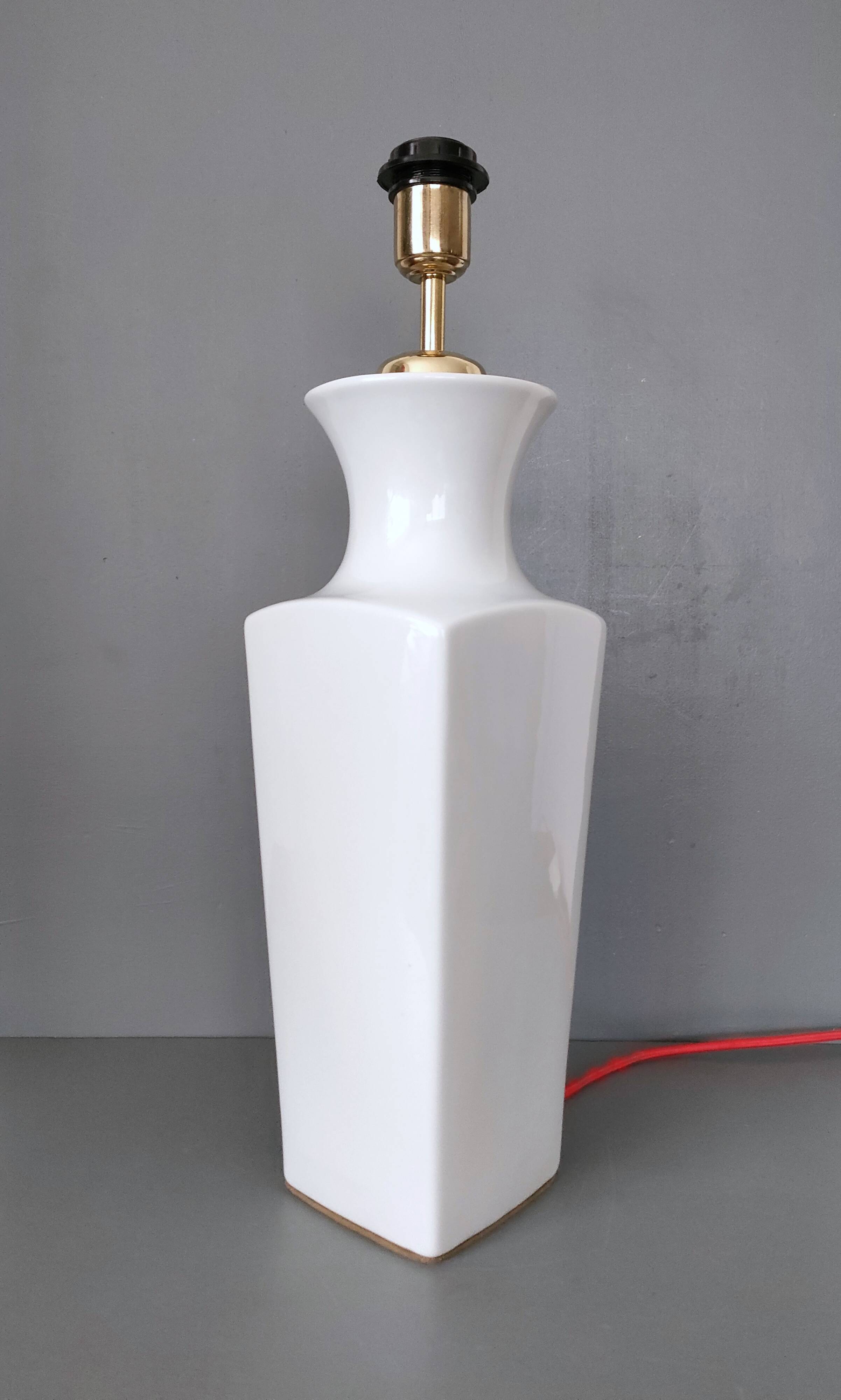 Importante lampe en porcelaine de Chine - blanc émaillé - design 50's