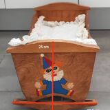 Old cradle or rocking bed for doll with bedding - Vintage