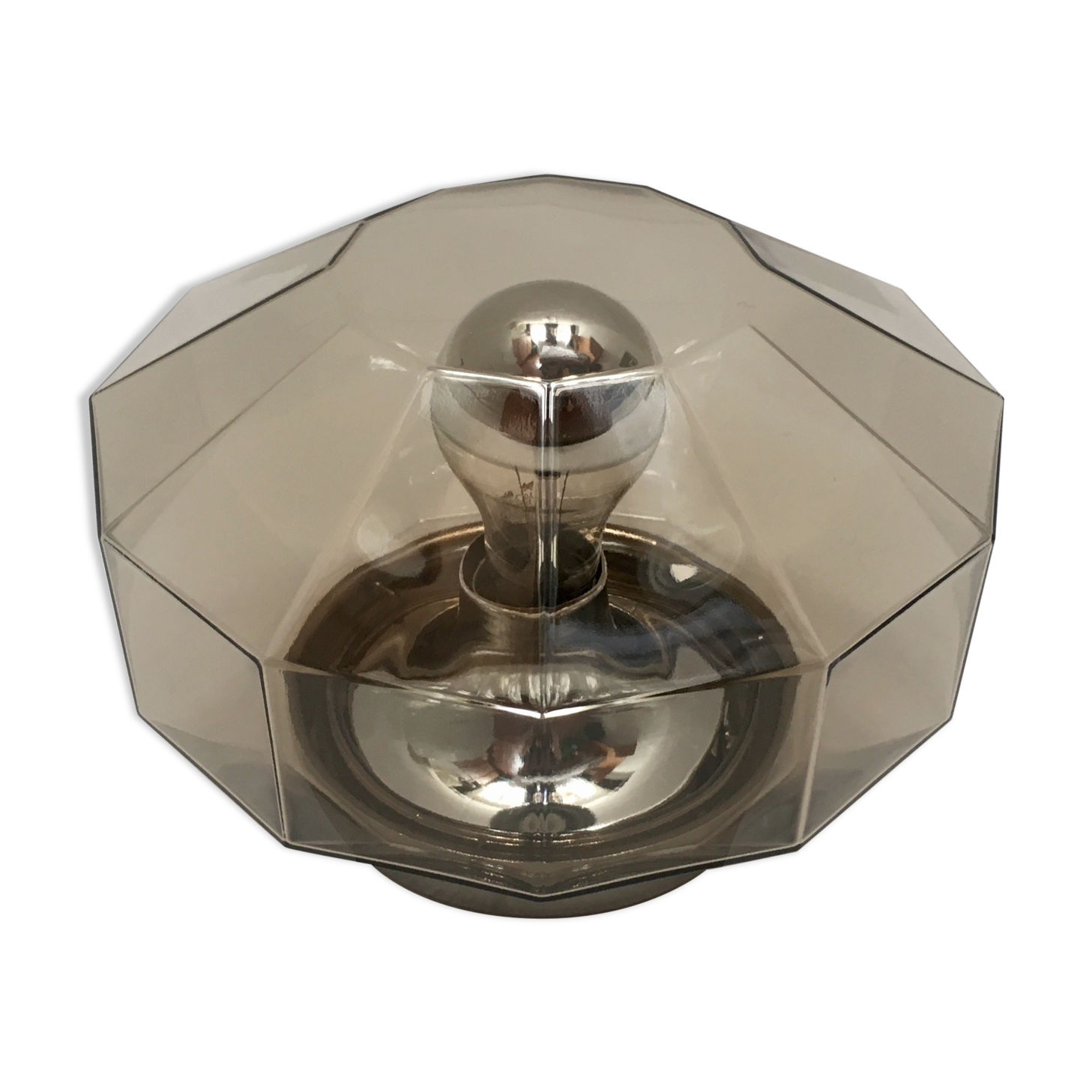 Smoked glass wall lamp or flush light by Hillebrand