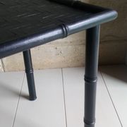 Black wood and bamboo side table