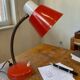 Vintage red metal desk lamp