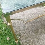 Table basse en laiton et marbre vert vers 1960- mid century