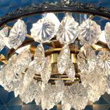 Lustre laiton et pampilles en verre, 3 étages, 6 feux