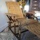 Bamboo and vintage rattan long chair, 40s/50s