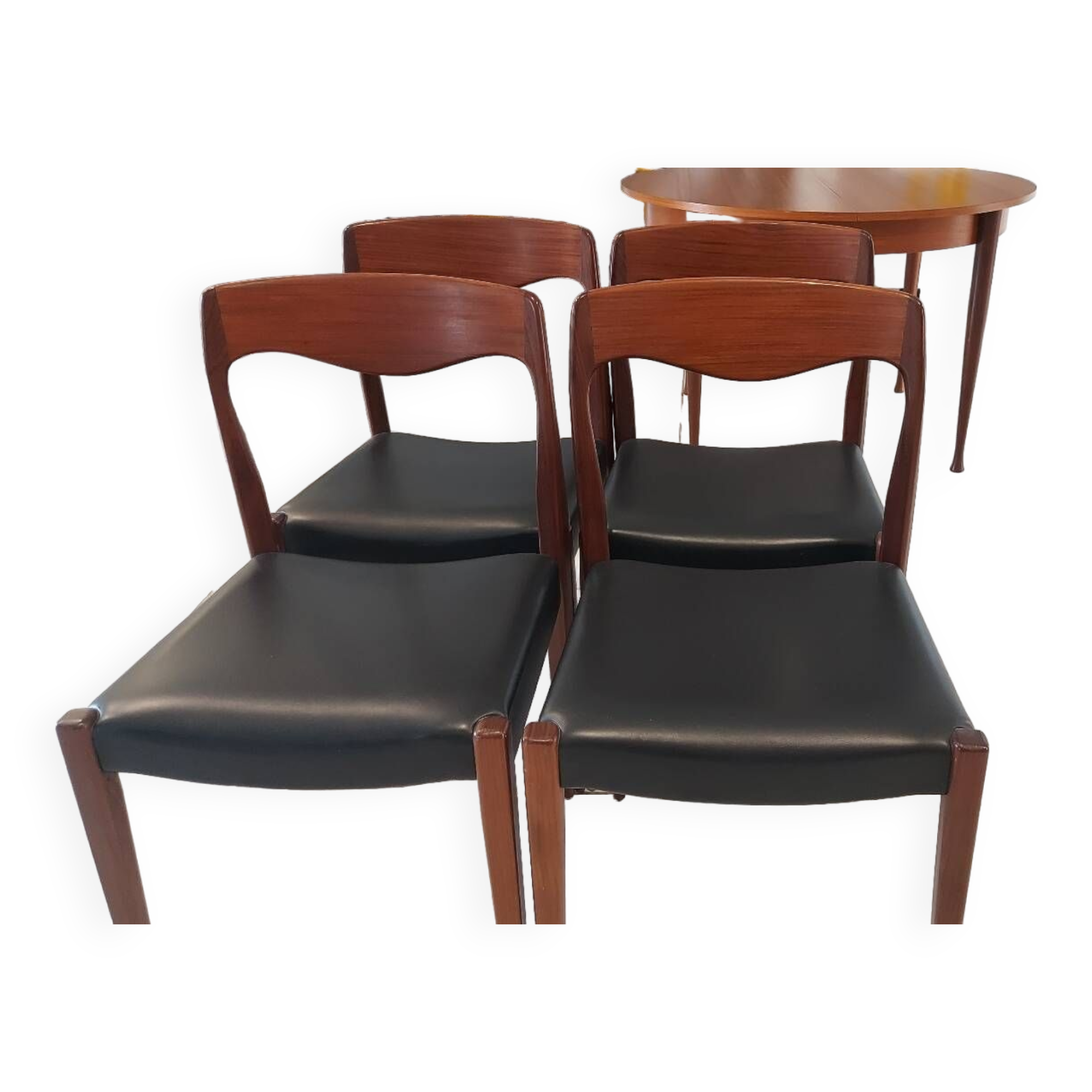 Set of 4 vintage Scandinavian teak chairs from the 1970s