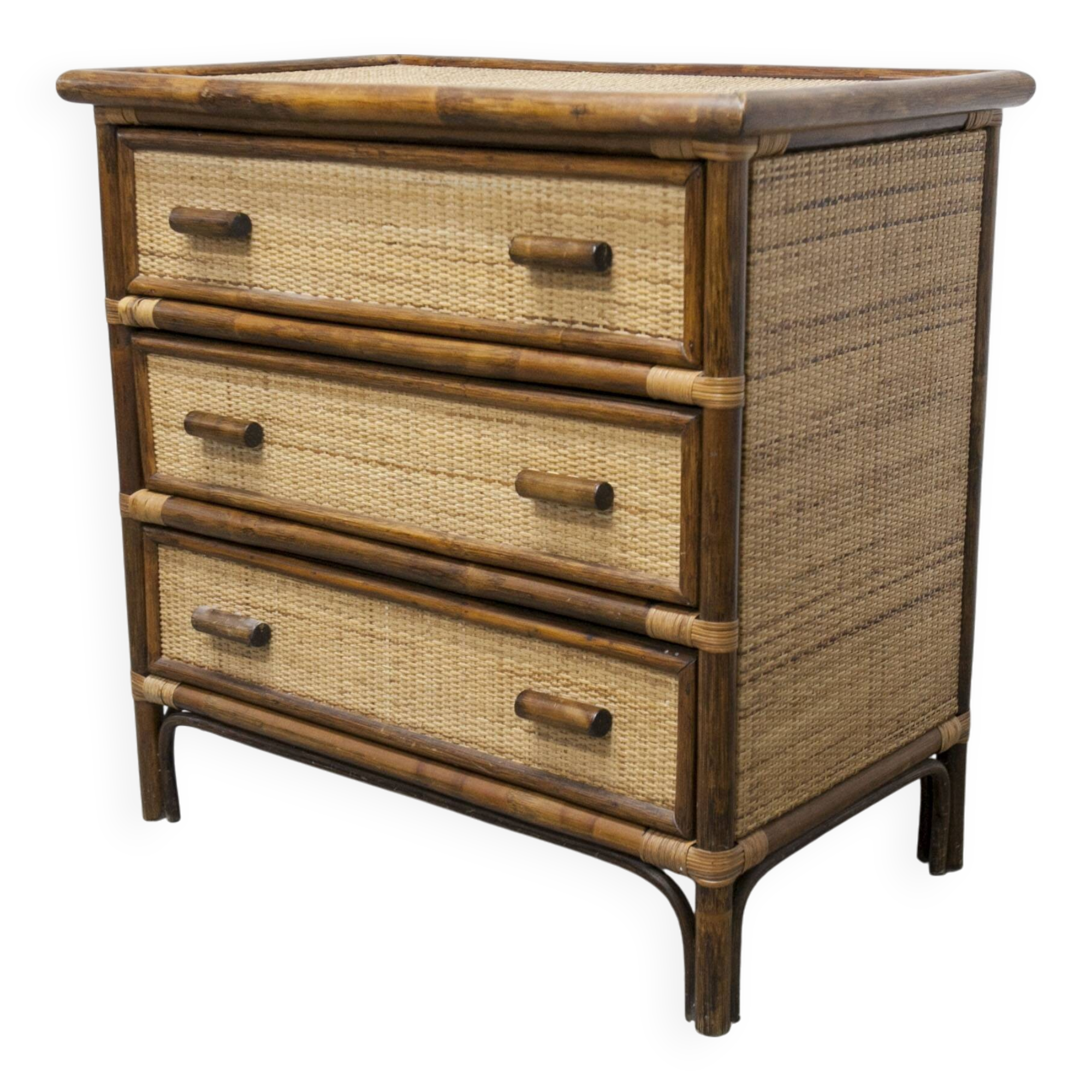 Rattan chest of drawers with 3 drawers
