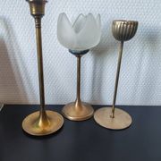 Trio de bougeoirs vintage en laiton