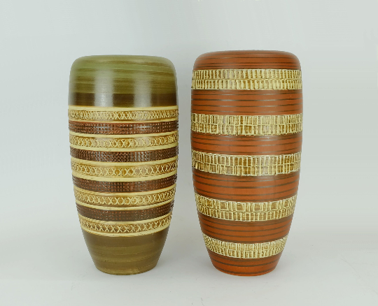 West german mid century vase duemler & breiden model 166 30 relief and stripe decor 1950s 1960s wgp