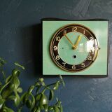 Formica vintage silent rectangular wall clock "black green"