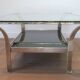 Table basse en chrome à double plateau en verre