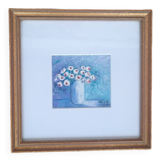 Tableau peinture fleur cachet