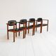 Teak and leather chairs, Denmark 1960s