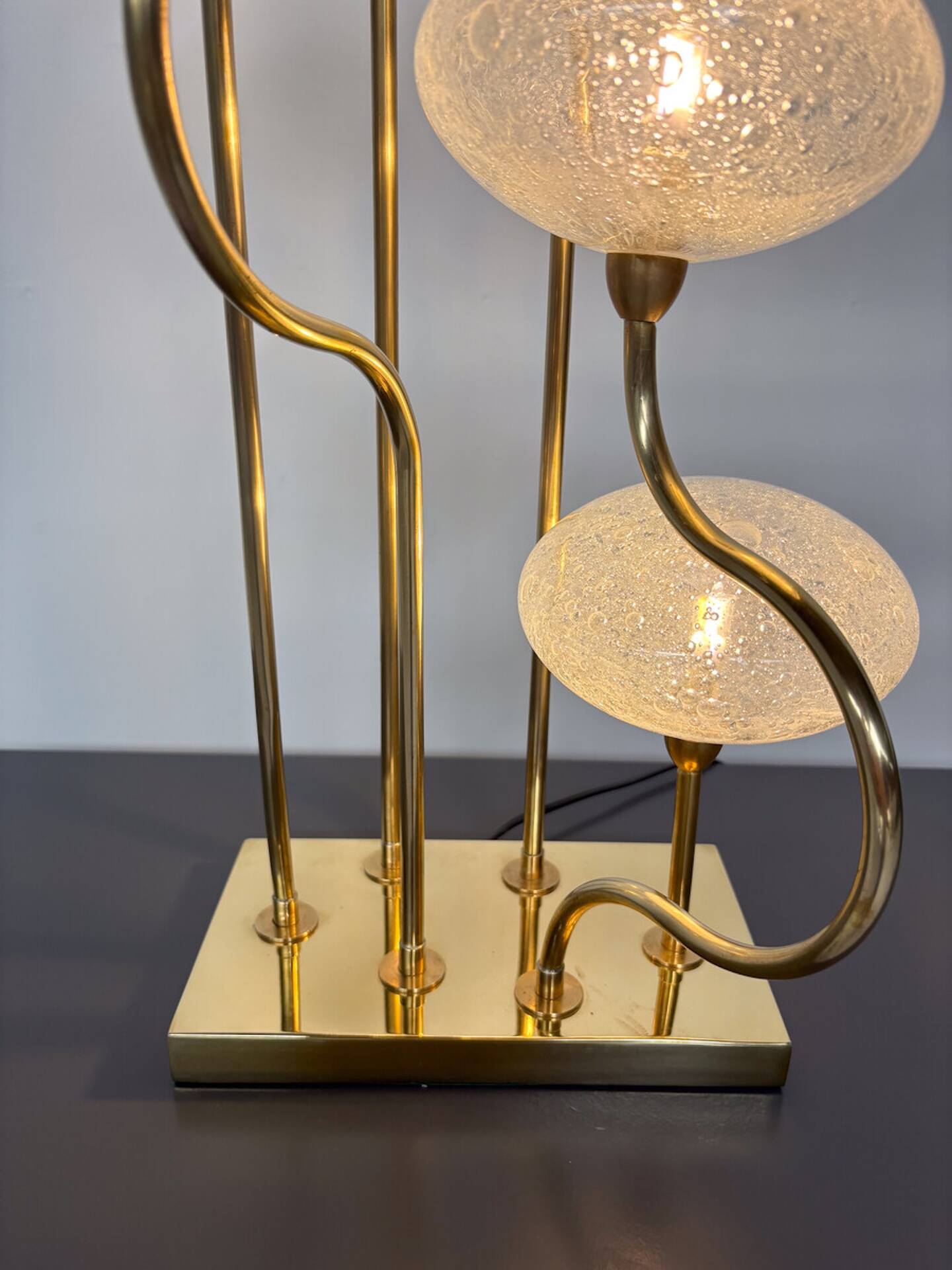 Contemporary Floor Lamp, Brass and Glass, Italy