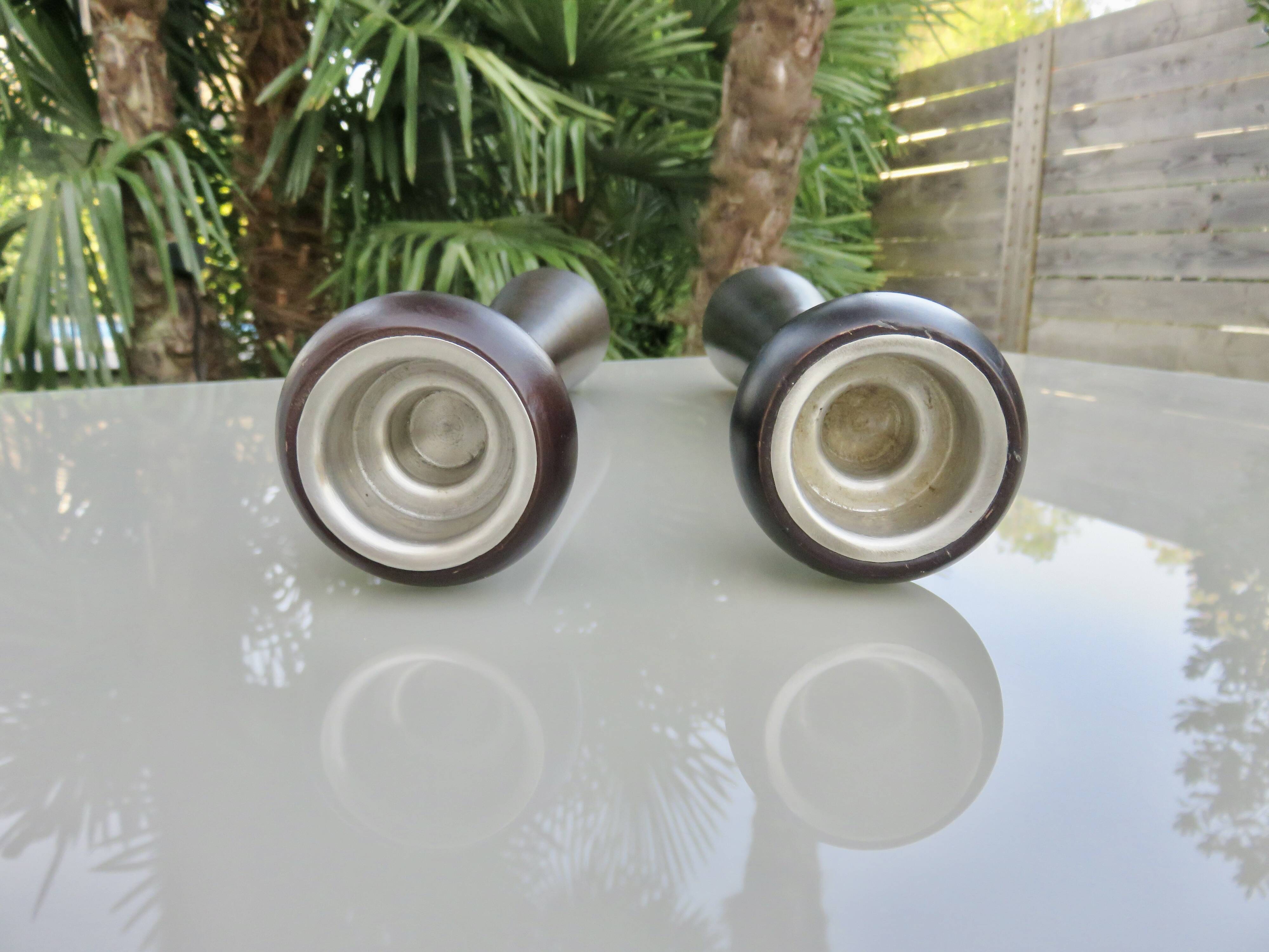 Pair of large Scandinavian candlesticks, 70s, vintage