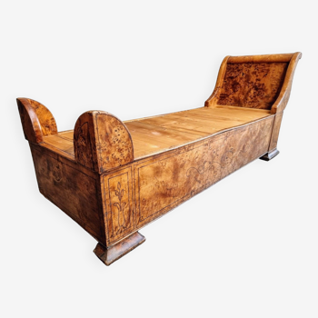 Antique chaise longue daybed Empire style walnut
