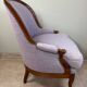 Fauteuil Louis Philippe  en bois et tissu lilas
