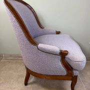Louis Philippe armchair in wood and lilac fabric