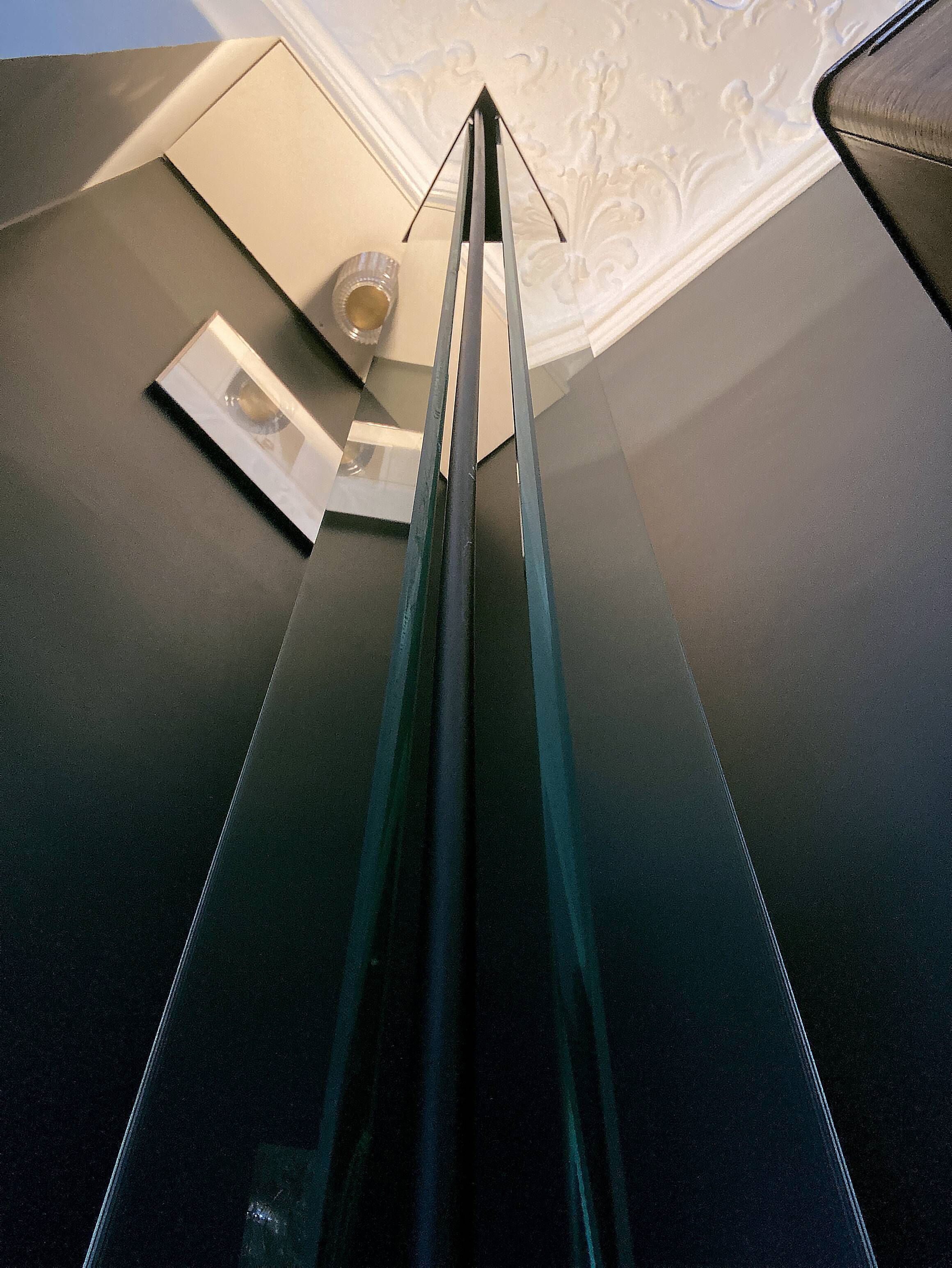 halogen floor lamp glass and metal 1980