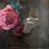 Oil on canvas with bouquet