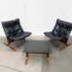 Set of 3 Norwegian Mi-Century Style Siesta Lounge Chairs and Glass Side Table by Ingmar Relling for Westnofa
