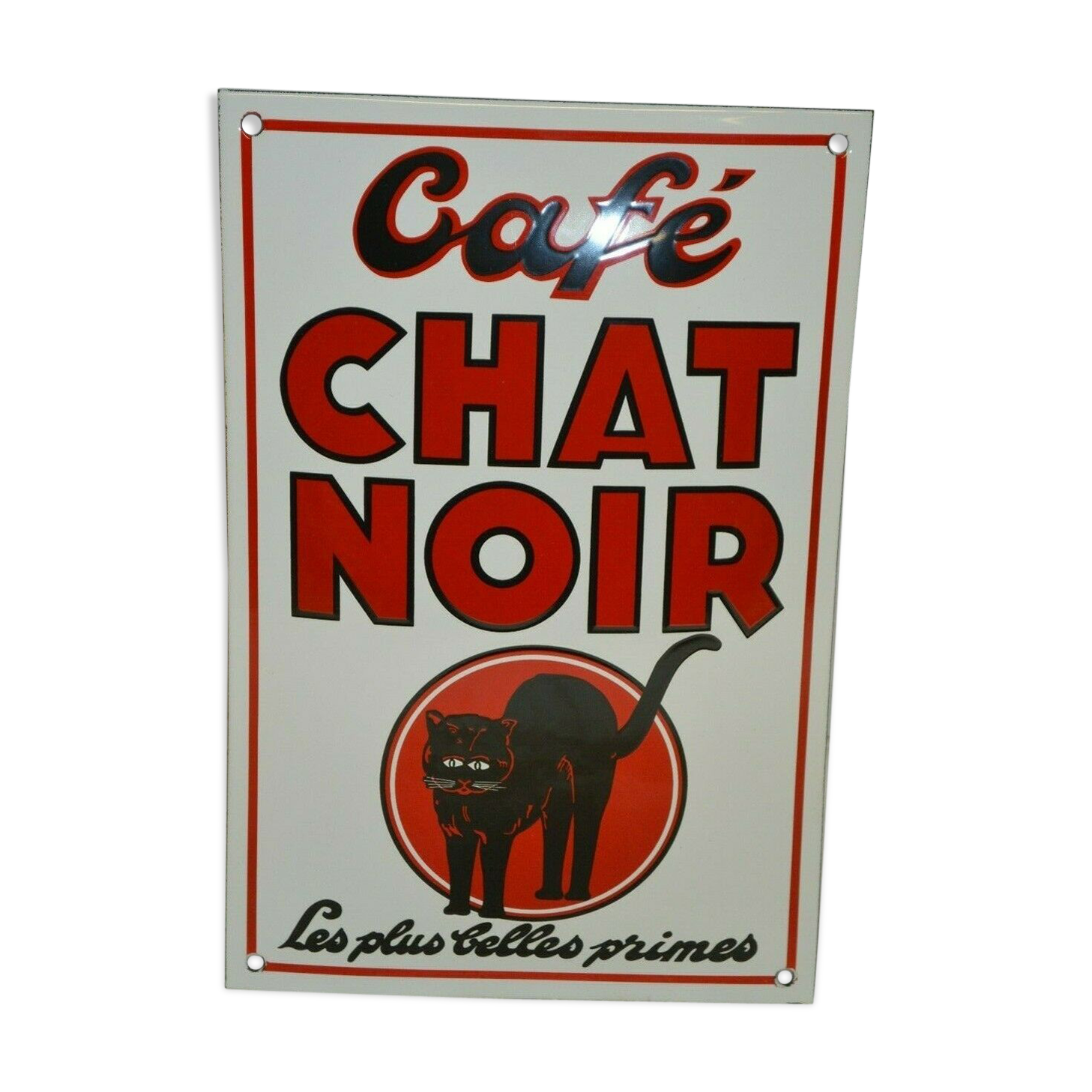 Enamelled plate "black cat coffee"