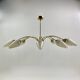 Brass chandelier, textured glass, 1960.