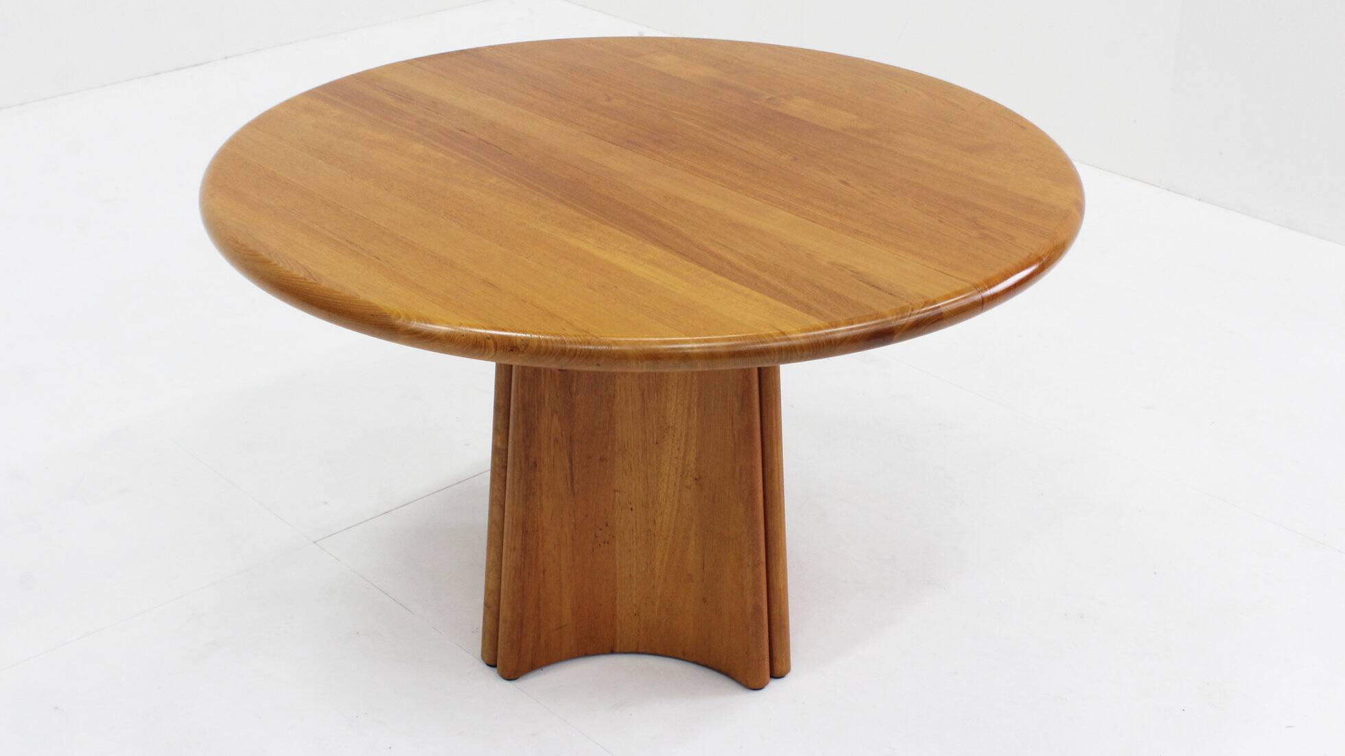Vintage Danish round extendable dining table solid teak 1960s