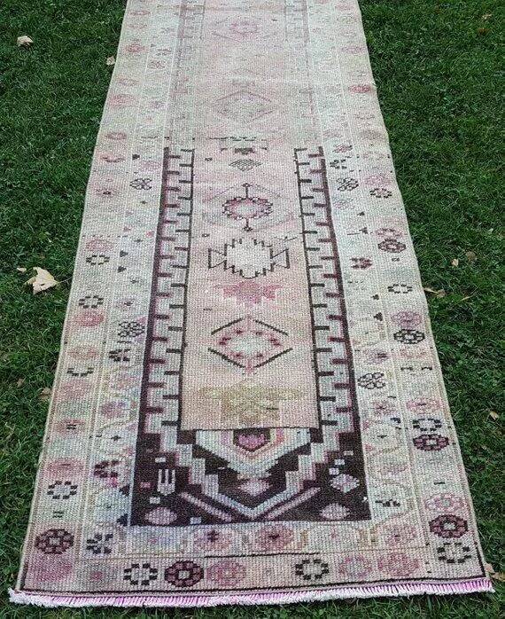 Vintage Turkish hallway rug 85x397 cm
