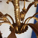 Palm and flower chandelier, matte gold metal