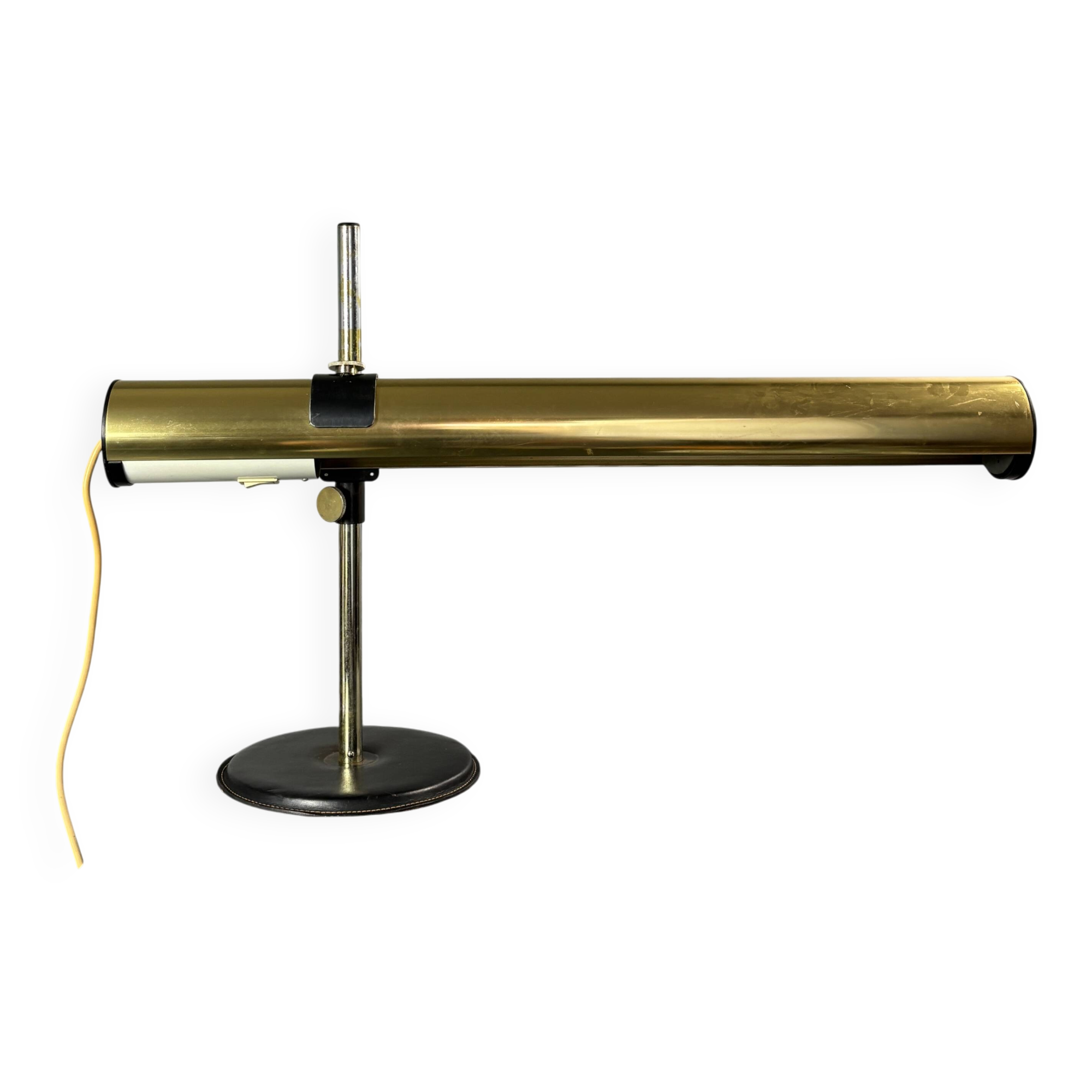 Lampe de bureau en laiton XL par Göran Pehrson pour Ateljé Lyktan, modèle Kanon, 1978