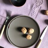 Old linen tablecloth tinted in lilac