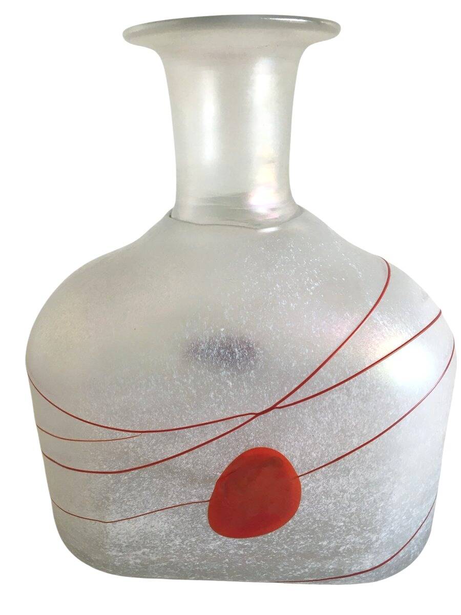 Frosted blown glass vases - (Galaxy Red model) by Bertil Vallien, Sweden 1986