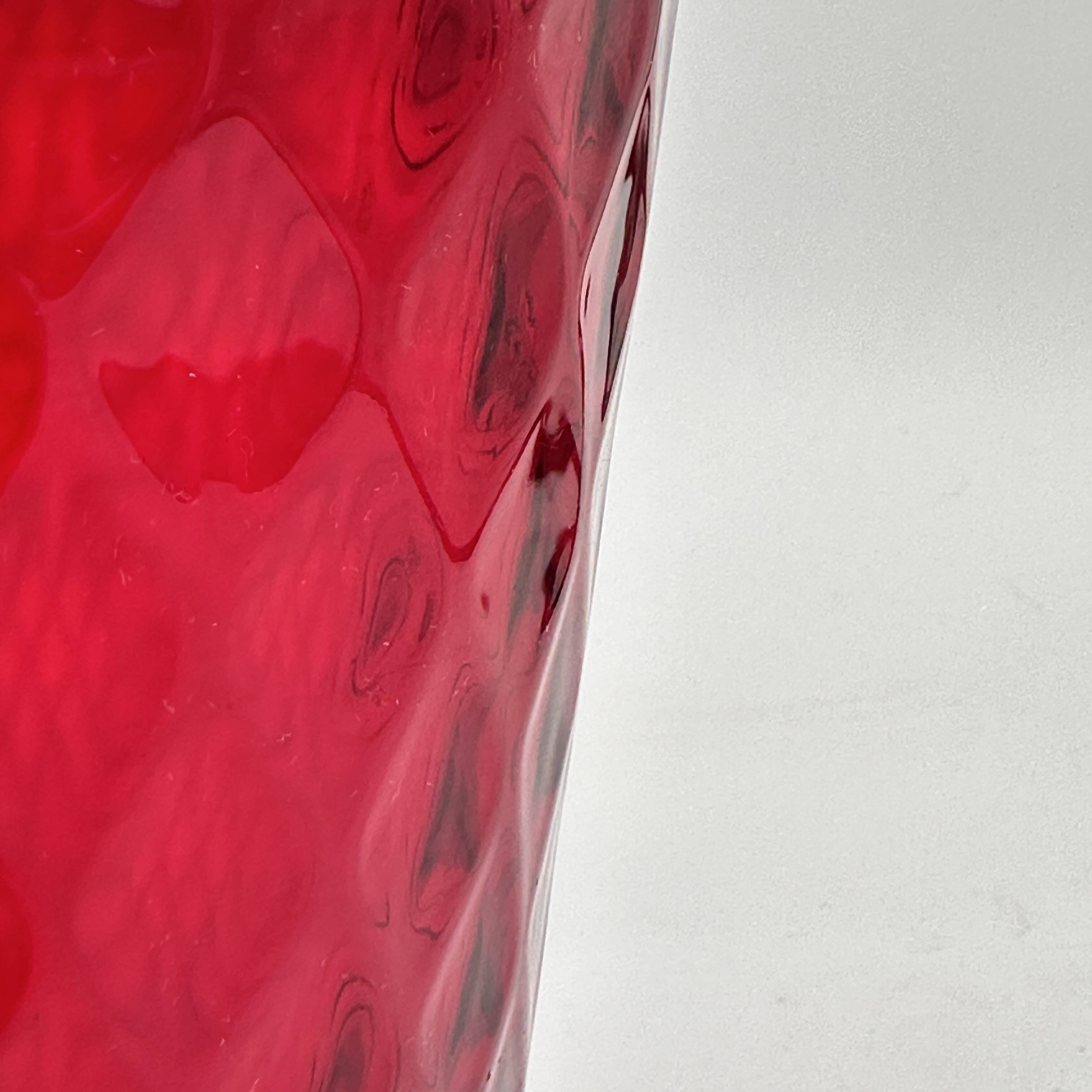 Red pineapple blown glass vase, 1970s, Germany